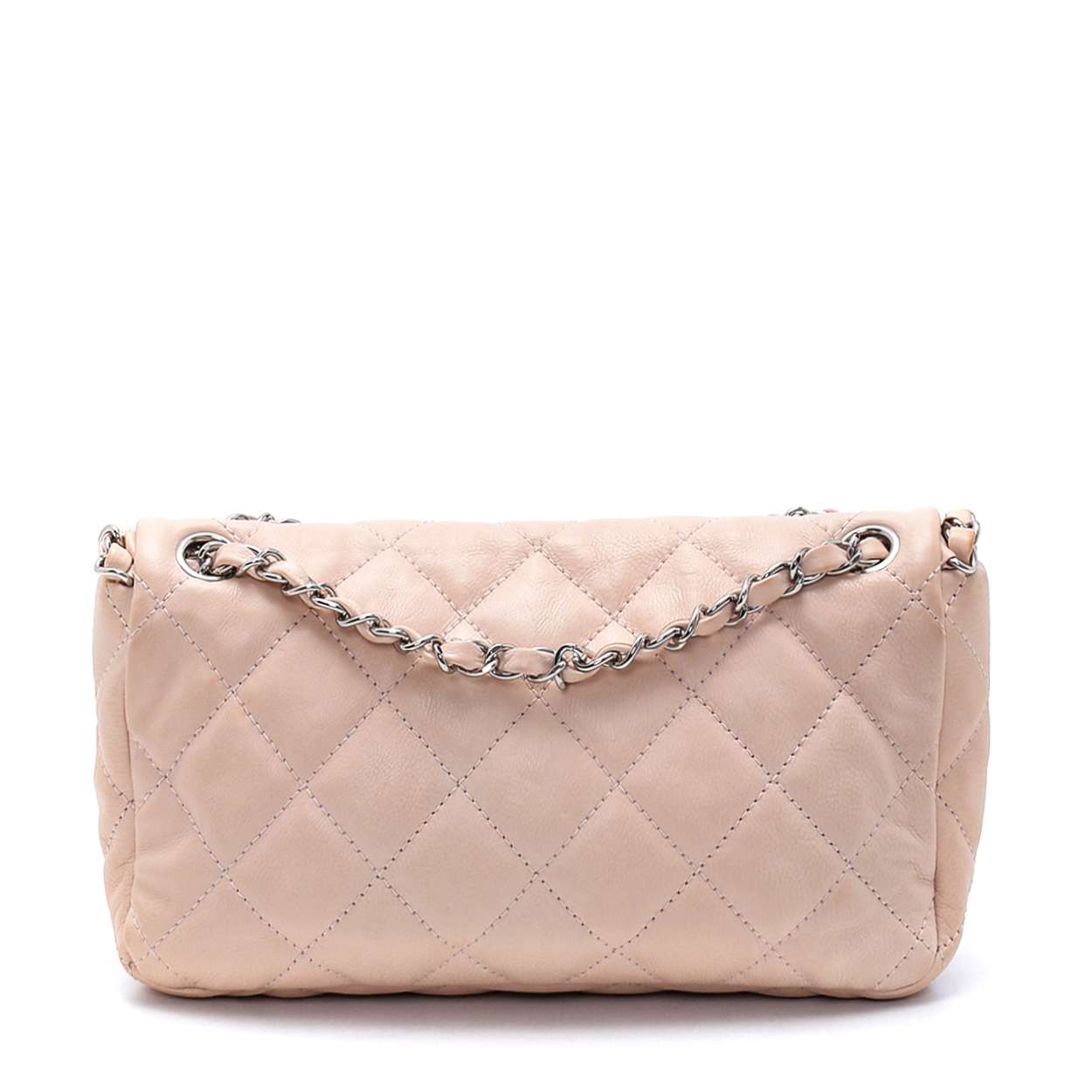 Chanel - Nude Lambskin Leather Quilted Chain Flap Bag